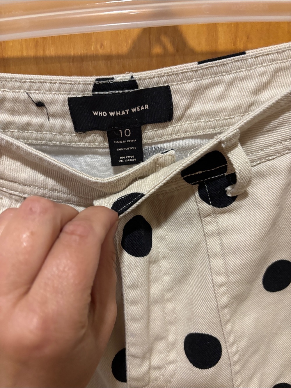 Who What Wear Cream Wide-Leg Pants with Black Polka Dots - Picture 2 of 6